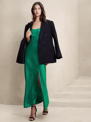 Satin Twill Slit Maxi Dress | Banana Republic Factory