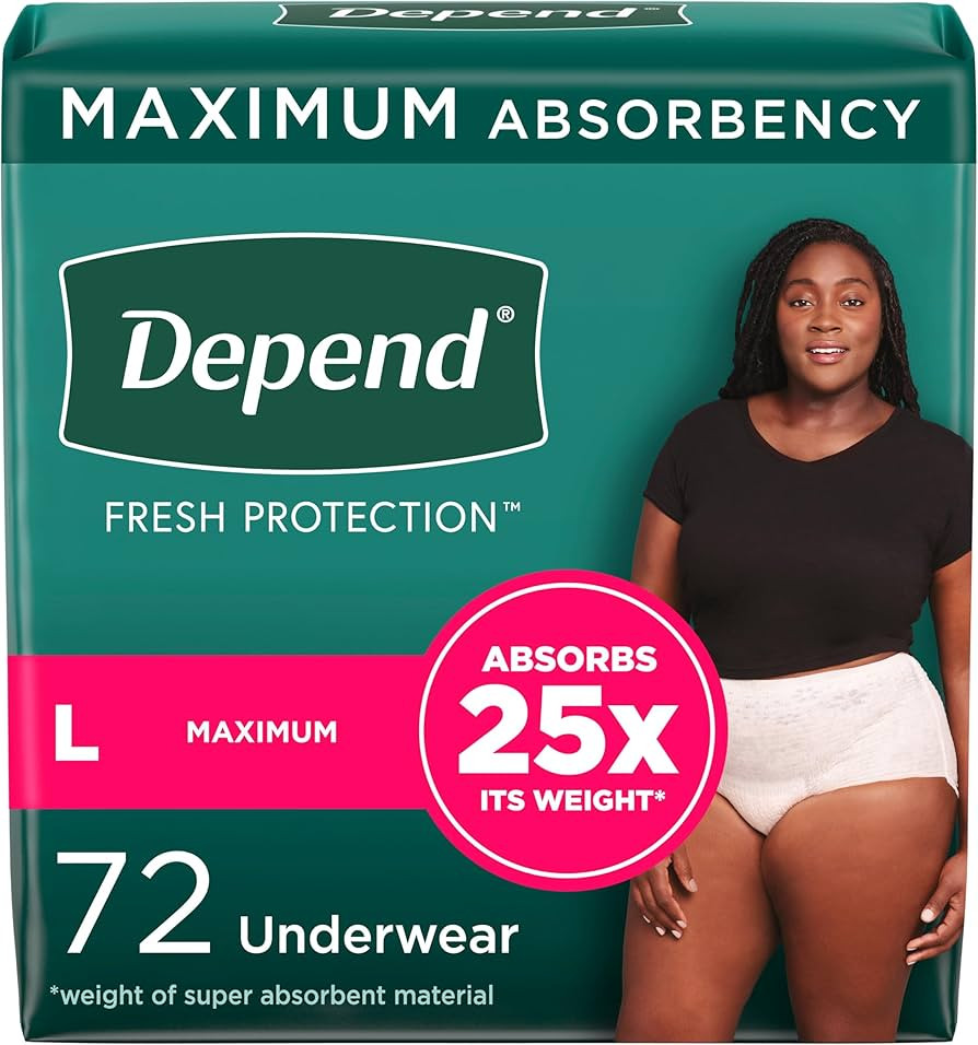 Depend Fresh Protection Adult Incontinence Underwear for Women (Formerly Depend Fit-Flex), Dispos... | Amazon (US)