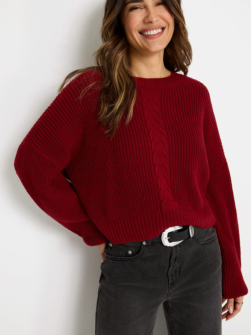 Buy Cable Knit Sweater, Sand Melange - Order Sweaters online - Victoria's Secret US | Victoria's Secret (US / CA )