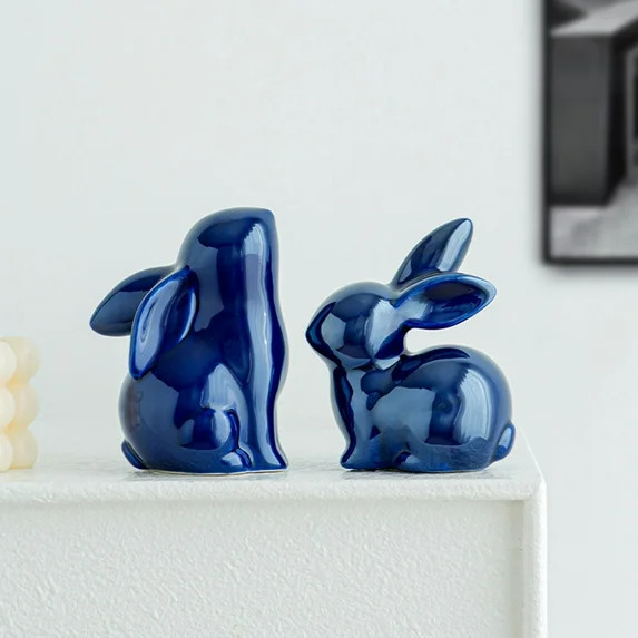 XJGHHSY Ceramic Rabbit Ceramic Bunny Figurine Porcelain Modern Art Home Decor, A Set of 2 Rabbit ... | Walmart (US)