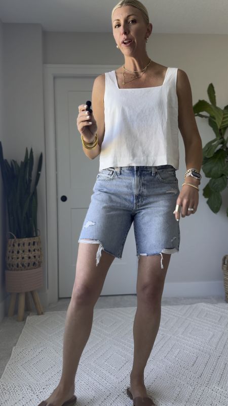Summer staple linen tank that can easily be dressed up for workwear date night or dress down for every day! It’s breathable and so easy to wear in the heat of summer. I am wearing my true size small tall.

#LTKOver40 #LTKVideo #LTKFindsUnder50