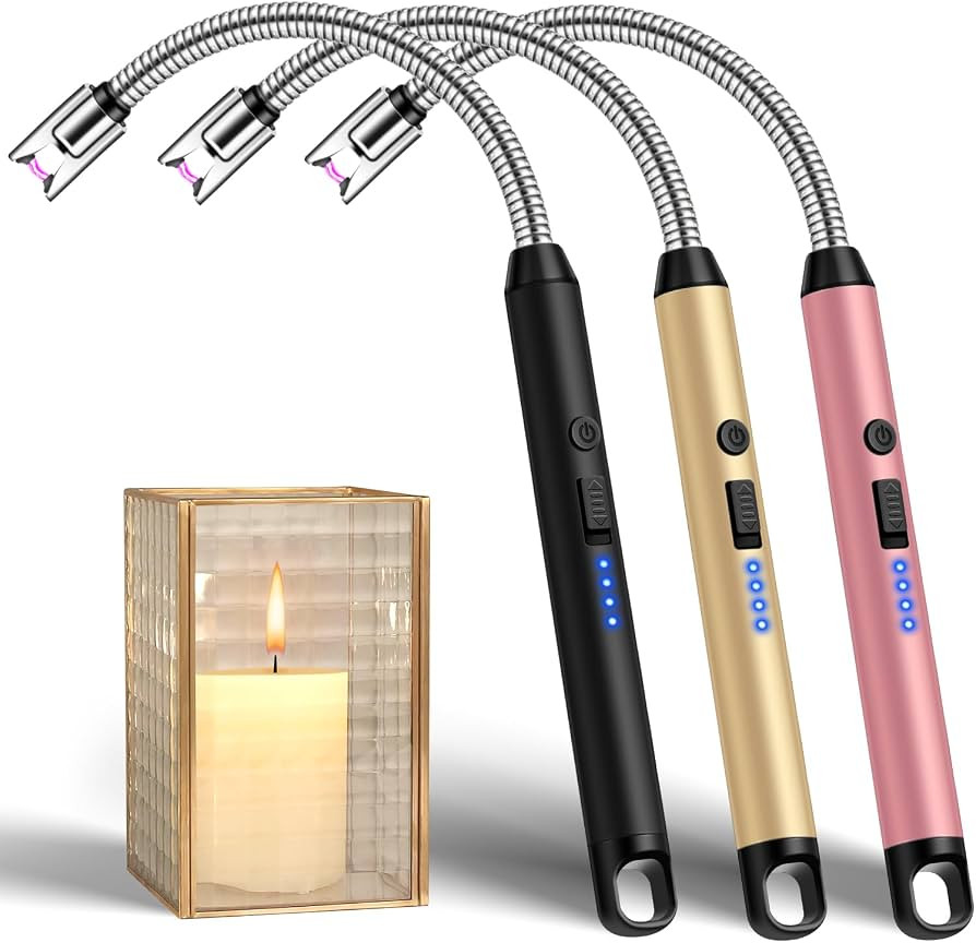LcFun 3 Pack Candle Lighter Windproof Electric Plasma Lighter with LED Battery Display, USB Recha... | Amazon (US)