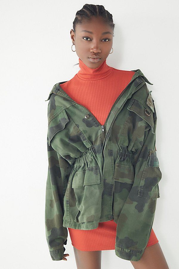 Vintage Cinched Camo Jacket - Green S at Urban Outfitters | Urban Outfitters (US and RoW)
