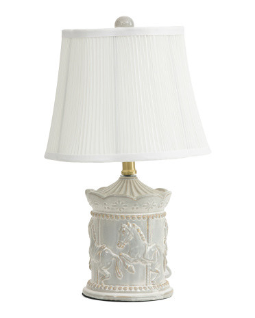 18in Reactive Glaze Carousel Table Lamp With Pleated Shade | TJ Maxx