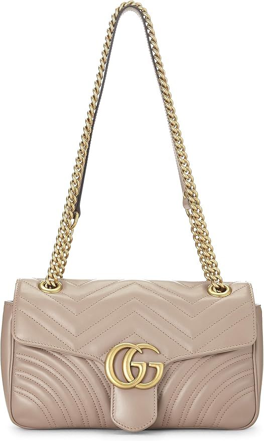 Amazon.com: Gucci, Pre-Loved Beige Leather GG Marmont Shoulder Bag Small, Beige : Luxury Stores | Amazon (US)