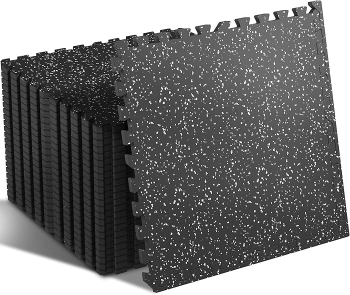 SUPERJARE 0.4'' Thick 24 Pcs 96 Sq Ft Rubber Top Exercise Equipment Mats, High Density EVA Foam M... | Amazon (US)