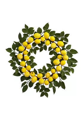 Nearly Natural Lemon Wreath | Belk