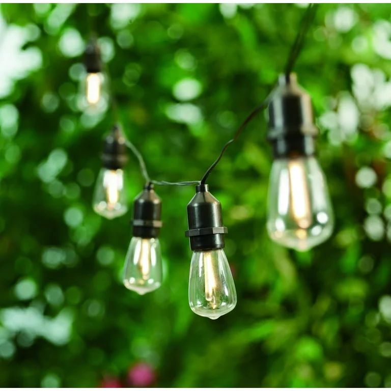 Better Homes & Gardens 15-Count Solar Powered Edison Outdoor String Lights, with Warm White LED B... | Walmart (US)