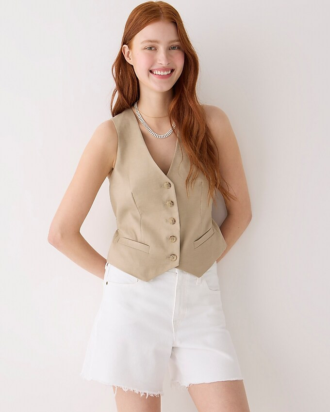 Midlength denim short in white | J. Crew US