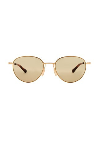 Bottega Veneta Thin Triangle Round Sunglasses in Shiny Gold from Revolve.com | Revolve Clothing (Global)