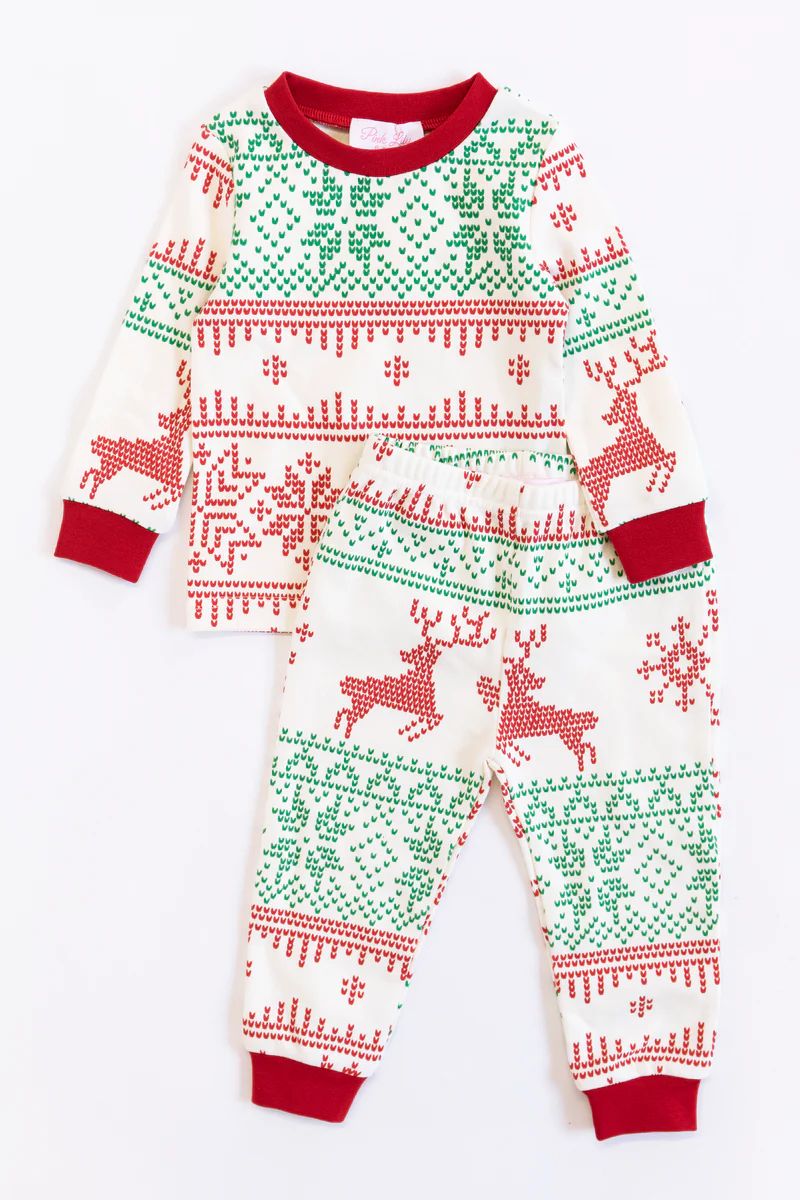 Wishing For Snow Days Infant Ivory/Green Pajama Set | The Pink Lily Boutique