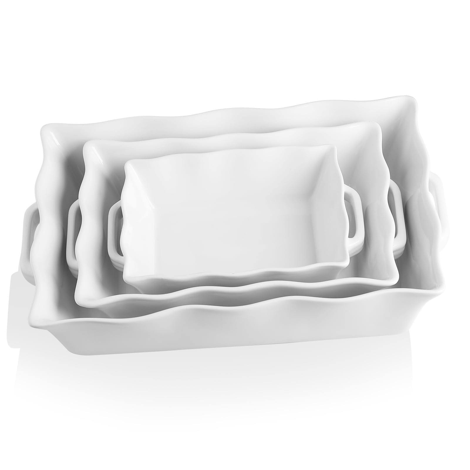 Sweejar Casserole Dishes for Oven, Ceramic Bakeware Set of 3, Rectangular Baking dish with Handle... | Amazon (US)