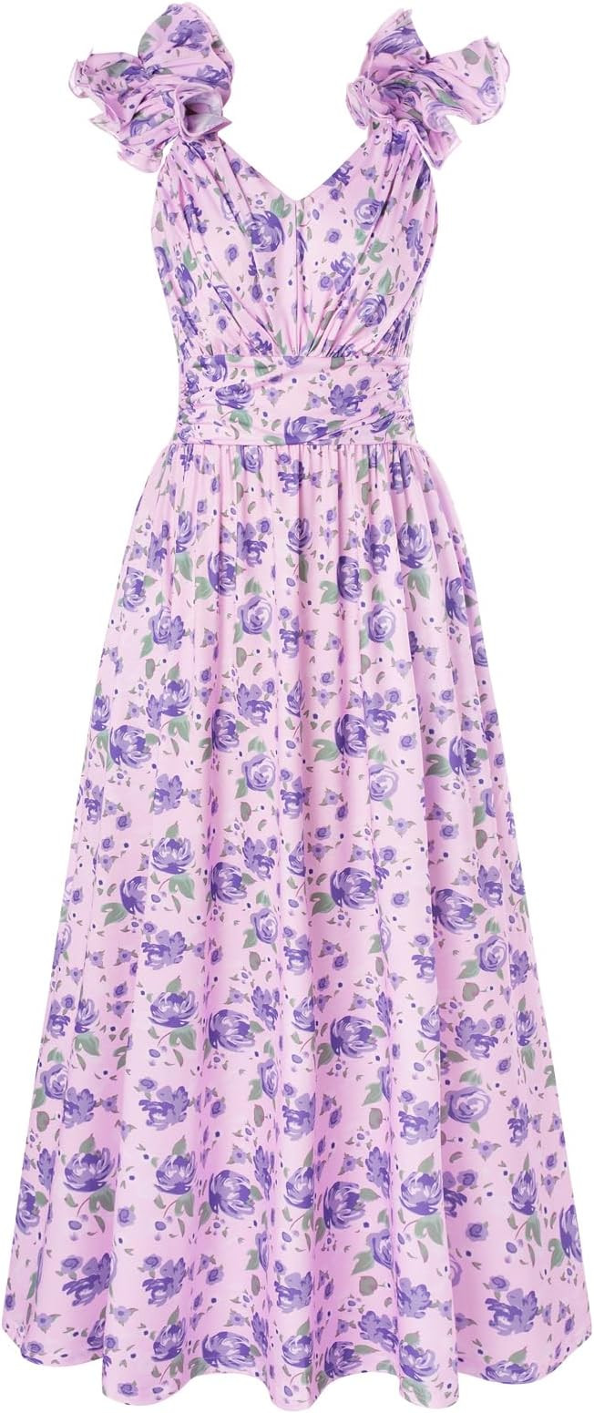 GRACE KARIN 2025 Women's Summer Floral Print Dress Sleeveless Casual Flowy Sundress A Line Ruffle... | Amazon (US)