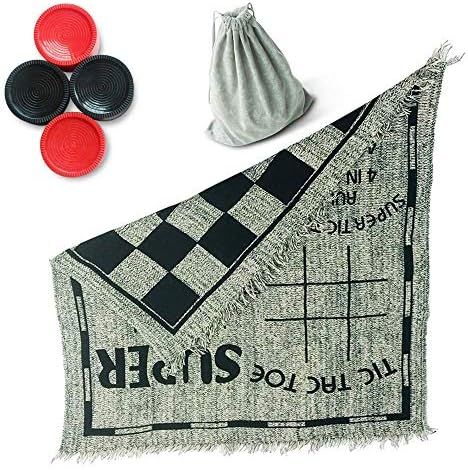 Checkers Board Games for Adults and Family, Outdoor Games 3 in 1 Checkers with Reversible Rug，I... | Amazon (US)