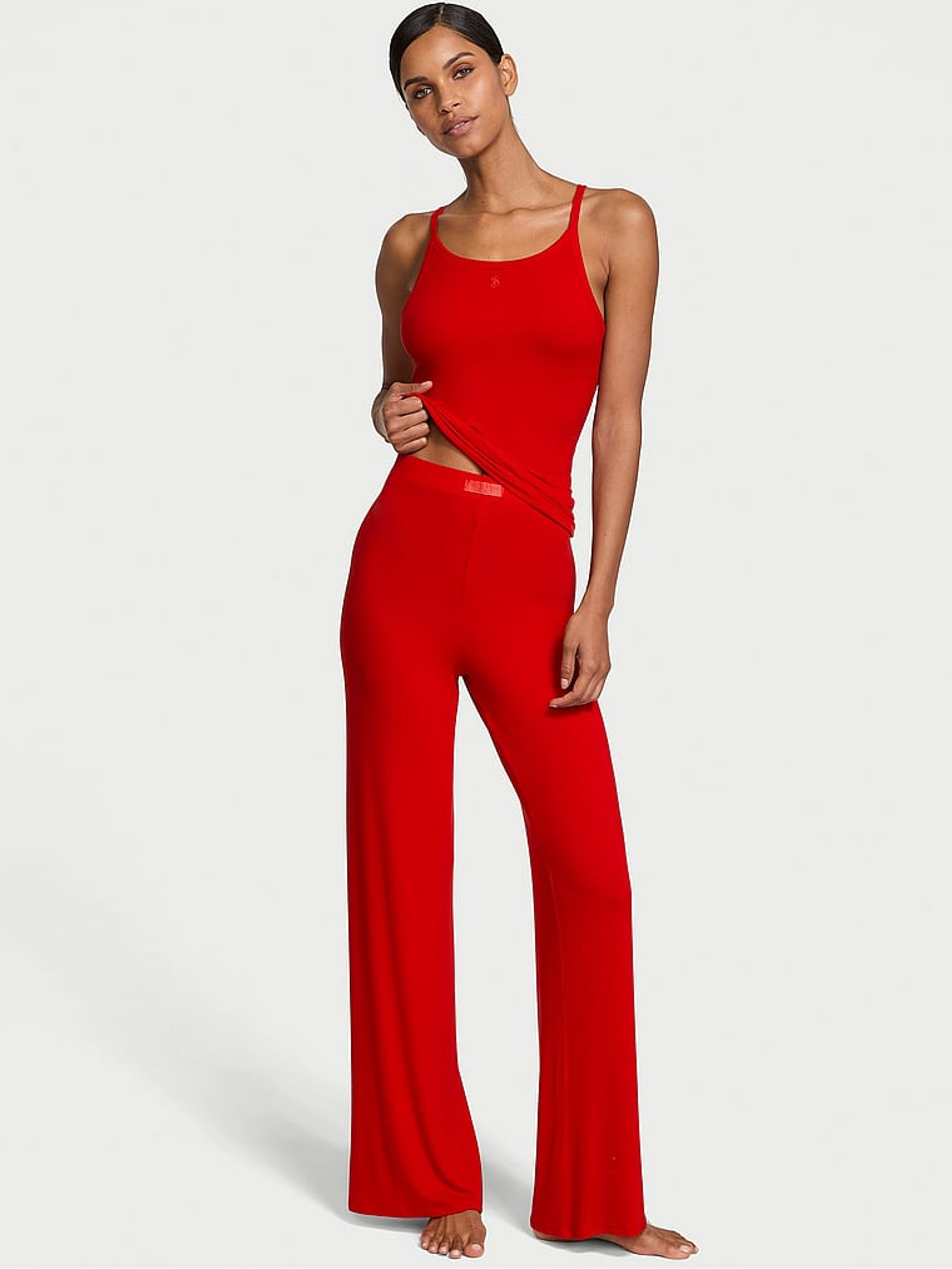 Lipstick Red Modal Rib Cami Long Pyjama Set | Victoria's Secret UK | Victoria's Secret UK