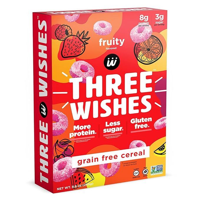 Plant-Based and Vegan Breakfast Cereal by Three Wishes - Fruity, 1 Pack - High Protein and Low Su... | Amazon (US)