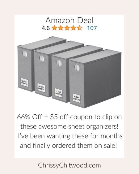 Amazon Deal: 66% Off + $5 off coupon to clip on these awesome sheet organizers! I’ve been wanting these for months and finally ordered them on sale! 

They are great for organizing a linen closet or cabinet. 

Amazon find, organize, home organization, home finds 

#LTKhome #LTKsalealert #LTKfindsunder50