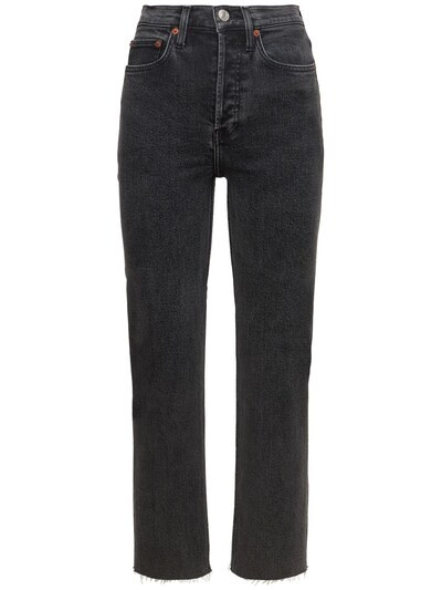 RE/DONE - 70s stovepipe stretch denim jeans - Black | Luisaviaroma | Luisaviaroma