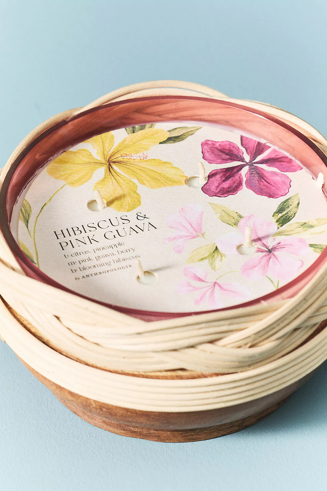 Woven Wood Fruity Hibiscus & Pink Guava Glass Candle | Anthropologie (US)