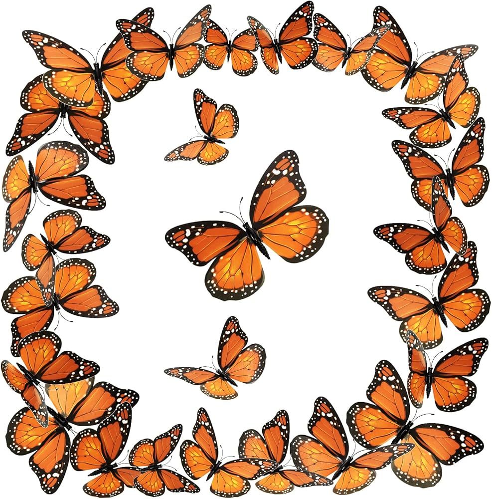 Monarch Butterfly Decoration Fake Butterflies for Crafts Artificial Butterfly Wall Christmas Tree... | Amazon (US)
