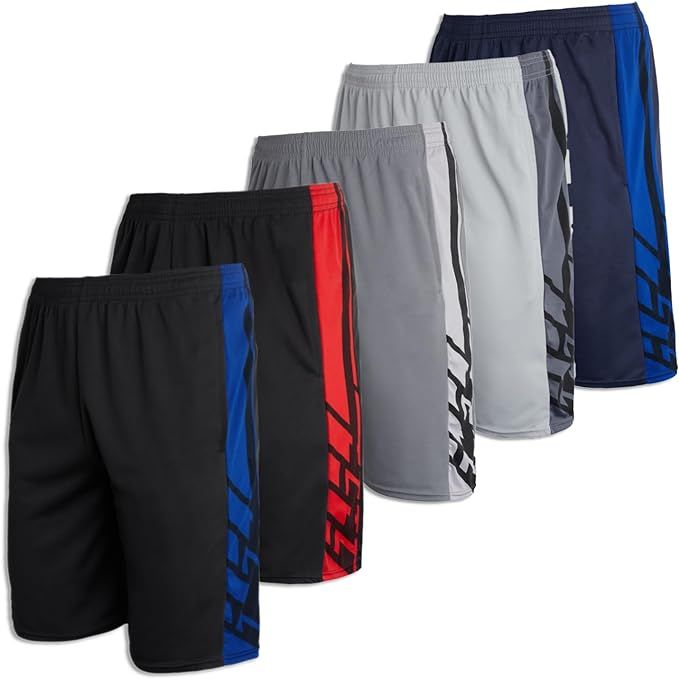 Real Essentials 5 Pack: Men's Mesh Athletic Performance Gym Shorts with Pockets (S-3X) | Amazon (US)