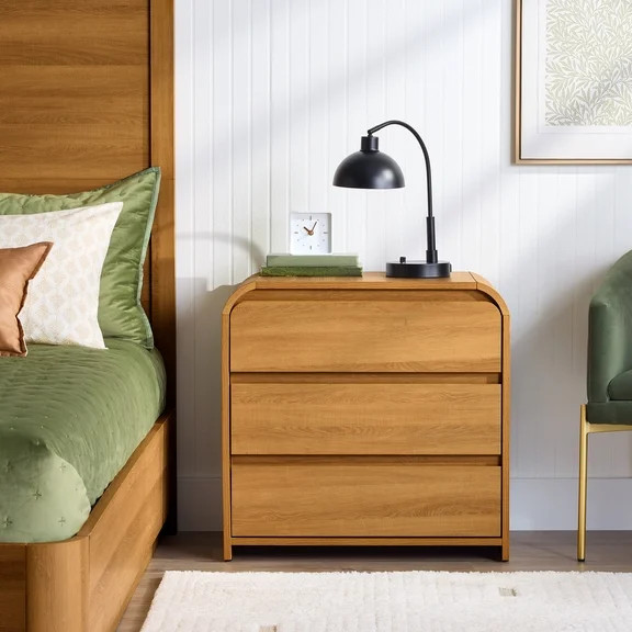 (2 pack) Better Homes & Gardens Juliet 3 Drawer Nightstand with USB, Light Honey | Walmart (US)