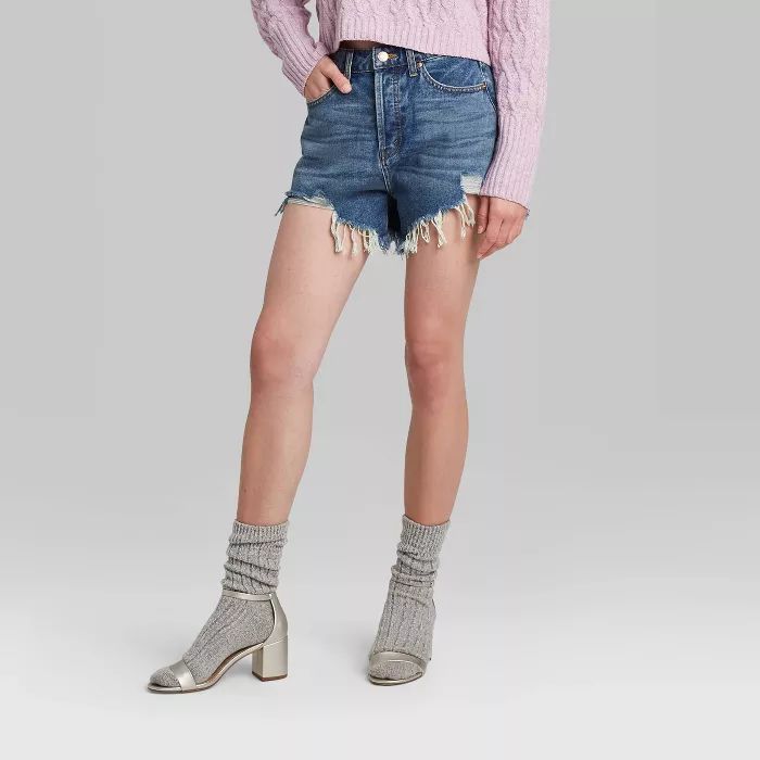 Women's High-Rise Frayed Hem Jean Shorts - Wild Fable™ (Regular & Plus) | Target