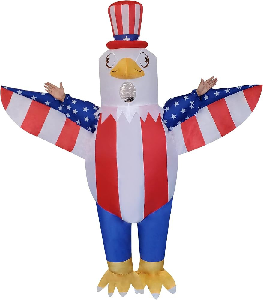 2 Packs Patriotic Inflatable USA Bald Eagle Costume 4th of July Eagle Blow-up Costume for Adult/I... | Amazon (US)
