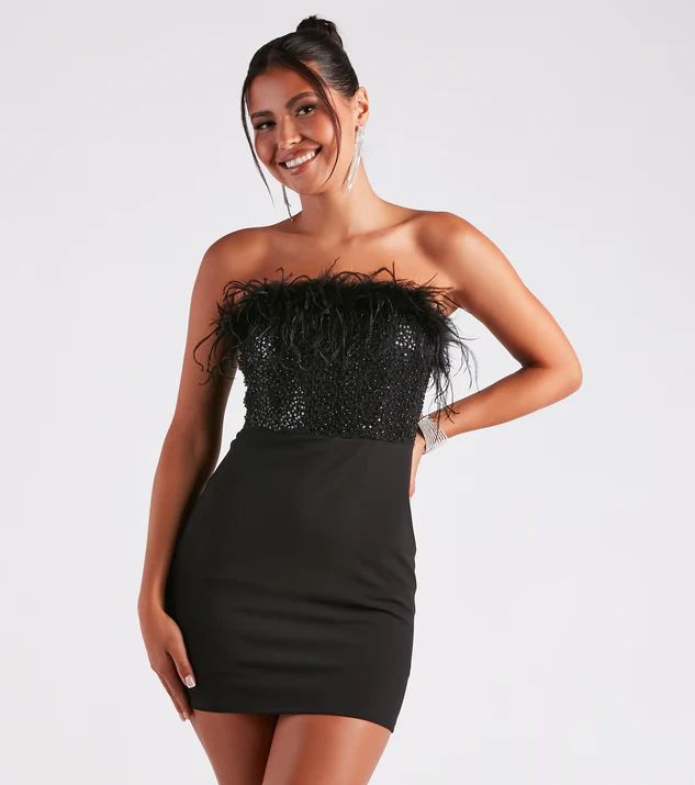 Anabelle Feather Corset Party Dress | Windsor Stores