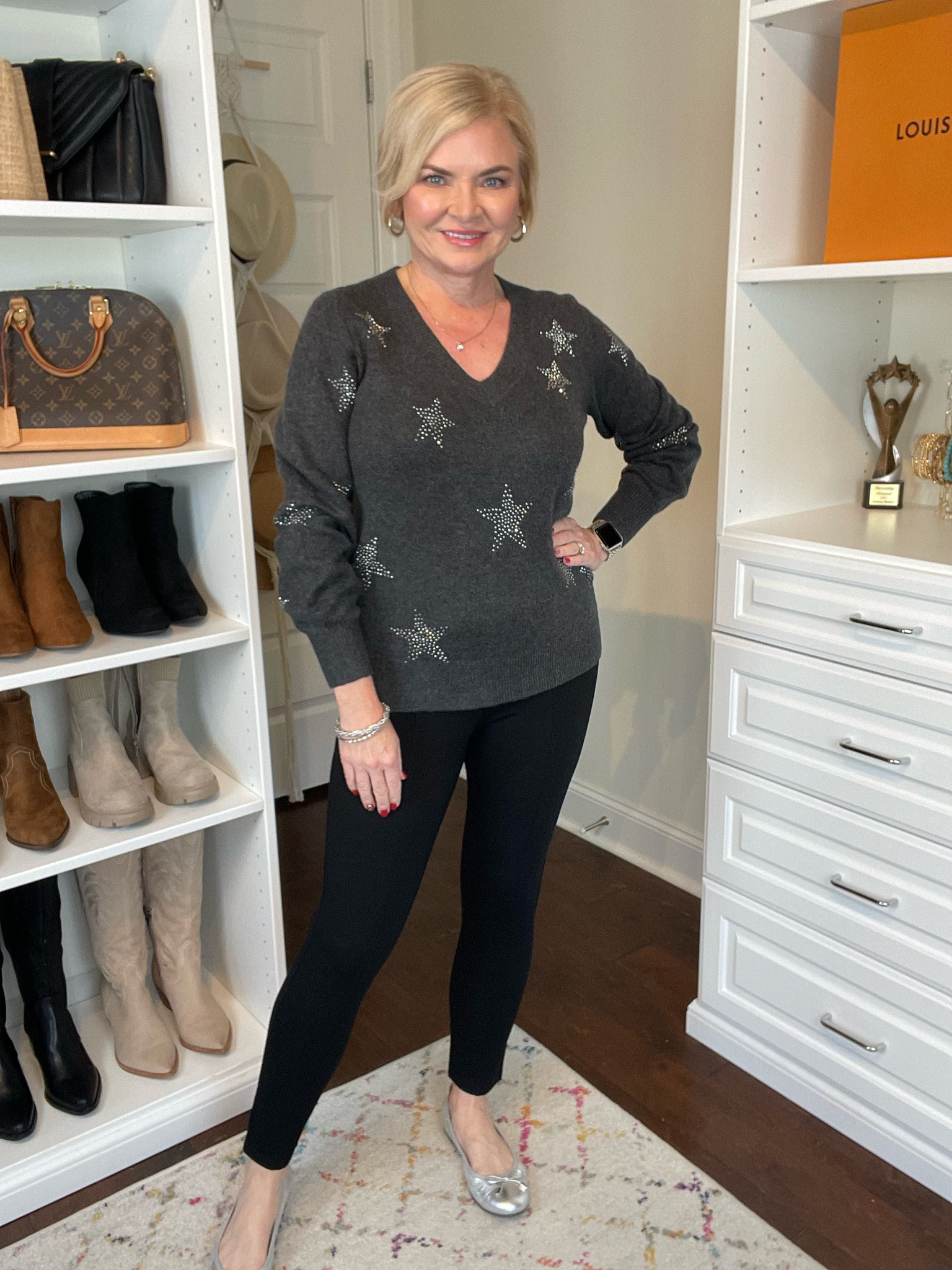 Wearing Medium sweater, Petite Medium pants
Holiday outfits
Christmas outfit
Holiday party
Party dress
New Year's Eve outfit 
Sparkle
Metallic 
Ballet flats
Petite 

#LTKstyletip #LTKover40 #LTKHoliday