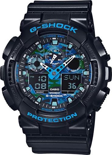 Casio G-Shock Black and Blue Ana-Digi Sports Watch GA100CB-1A | Walmart (US)