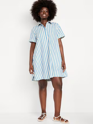 Short-Sleeve Mini Swing Shirt Dress | Old Navy (US)