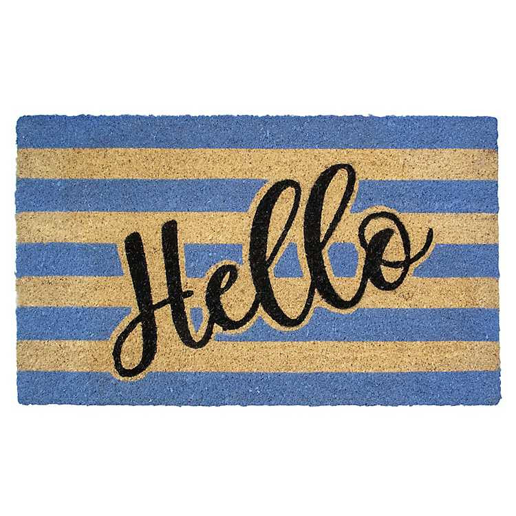 Blue Striped Hello Doormat | Kirkland's Home