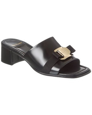 Ferragamo Vilna Leather Sandal Women's Black 6  C | eBay US