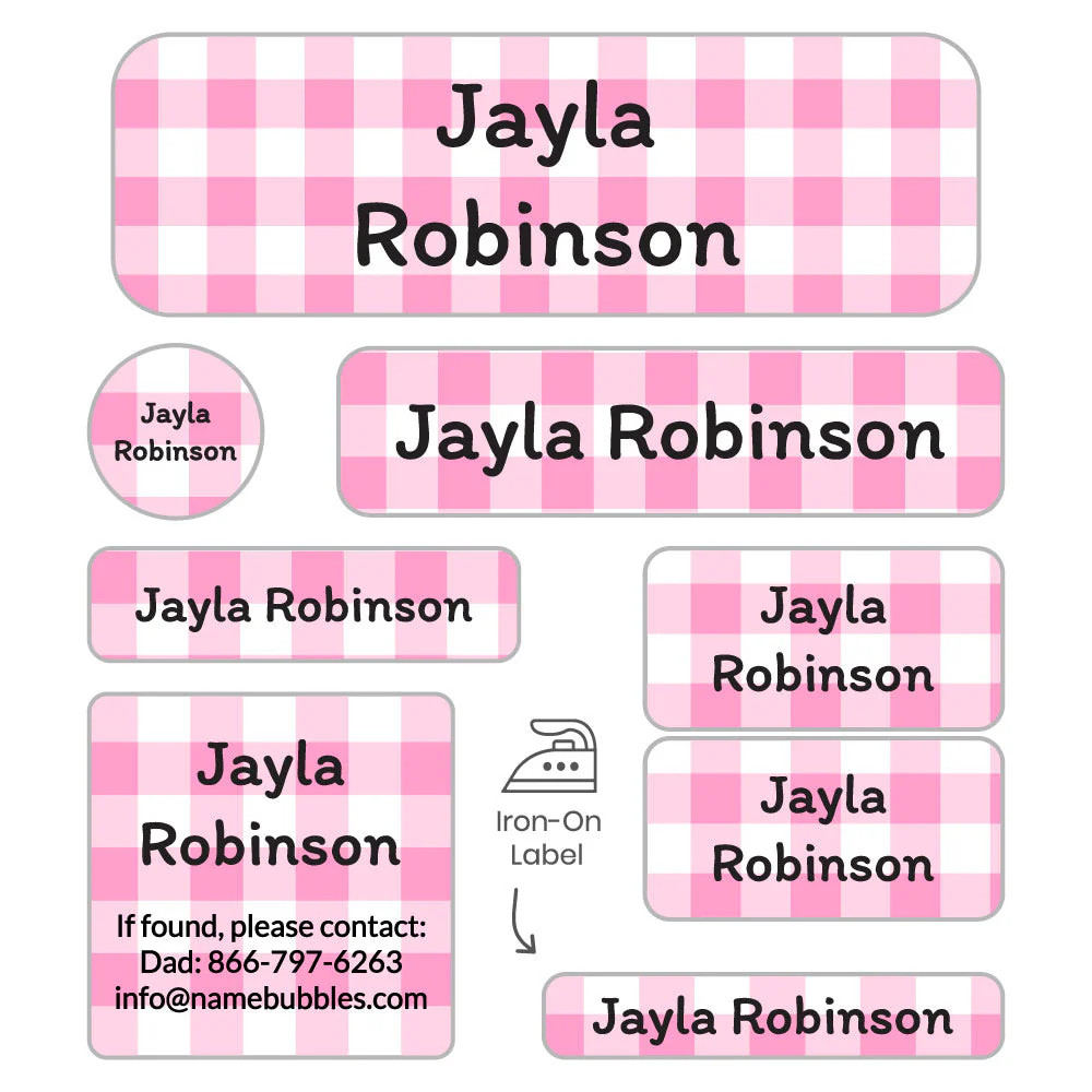 Gingham Sleepaway Camp Labels Pack | Name Bubbles