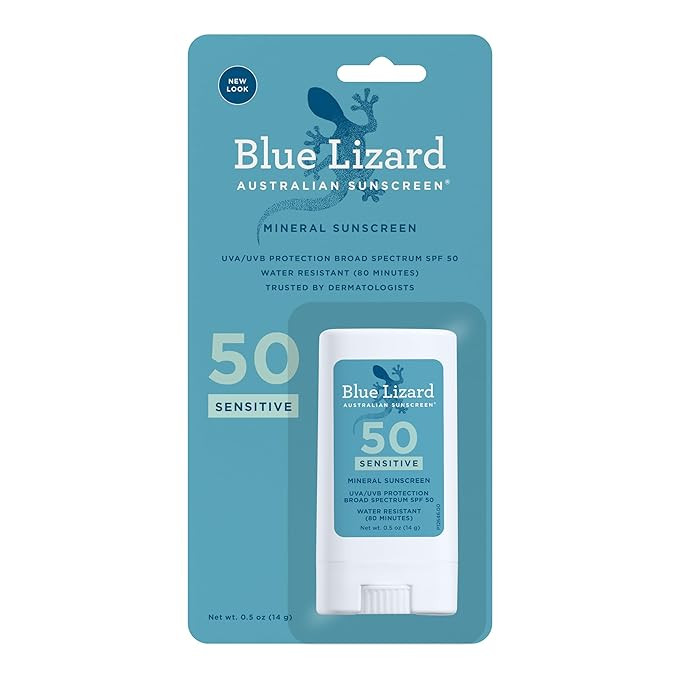 BLUE LIZARD Sensitive Mineral Sunscreen Stick with Zinc Oxide, SPF 50+, Water Resistant, UVA UVB ... | Amazon (US)
