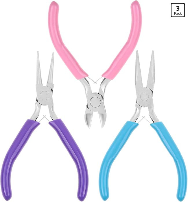 3pcs Jewelry Making Plier Tools with Needle/Chain/Round Nose Pliers and Wire Cutter for Jewelry R... | Amazon (US)
