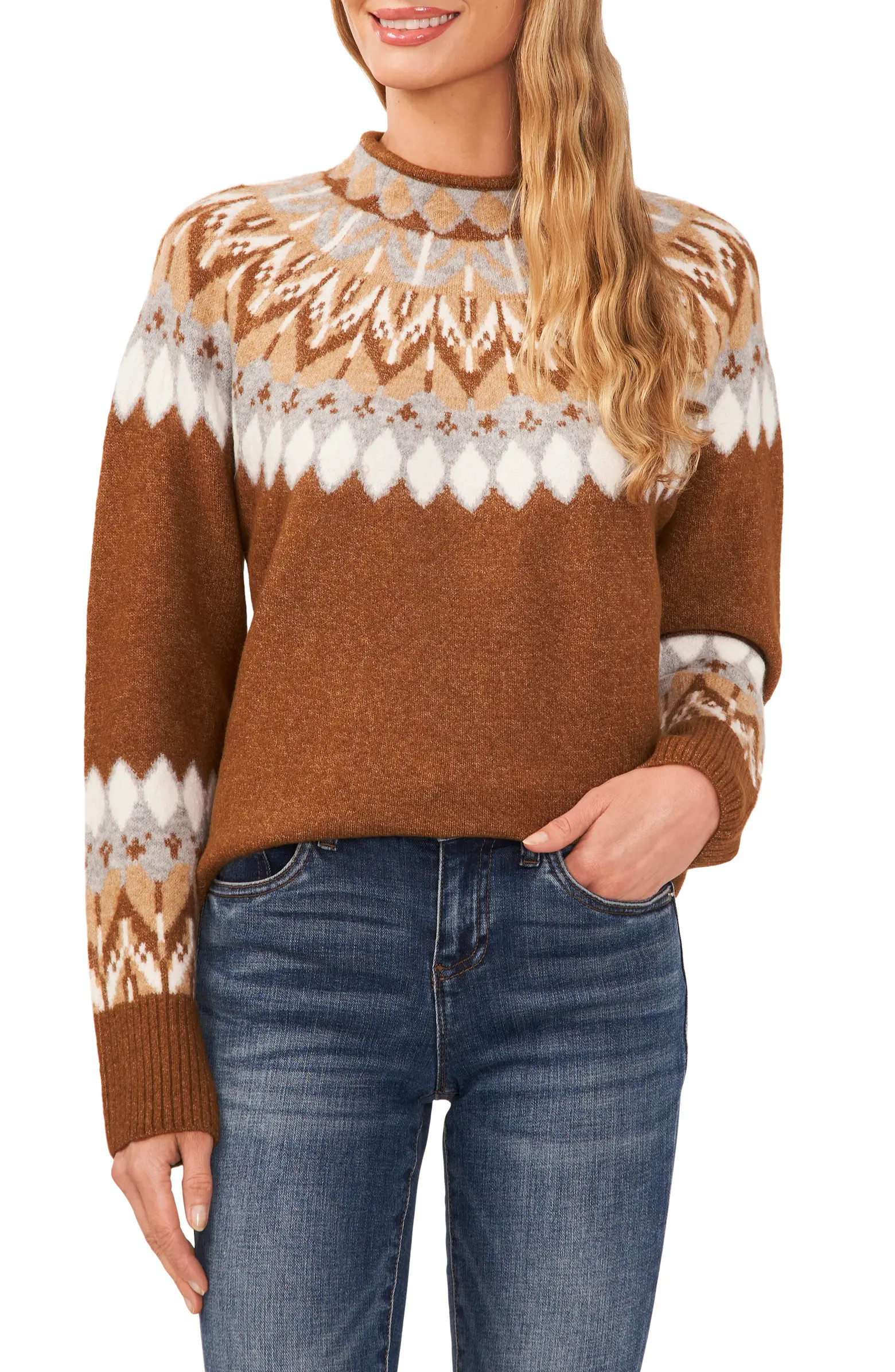 Fair Isle Funnel Neck Sweater | Nordstrom