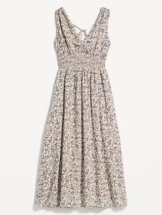 Waist-Defined Floral Sleeveless Tie-Back Smocked Maxi Dress for Women | Old Navy (US)