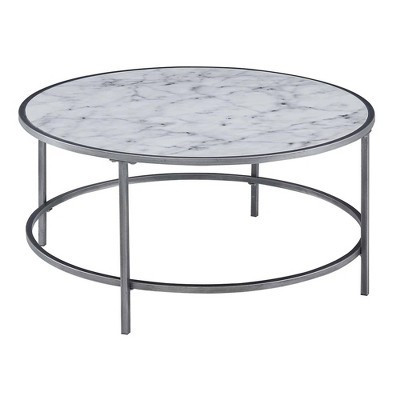 Gold Coast Faux Marble Round Coffee Table: Mid-Century Modern, 4 Point/Leg Base - Breighton Home | Target