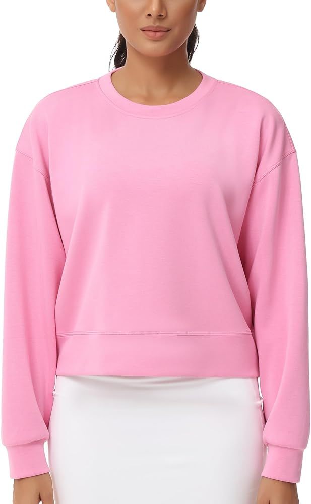 THE GYM PEOPLE Women's Crewneck Cropped Pullover Sweatshirt Cute Basic Long Sleeves Workout Tops | Amazon (US)