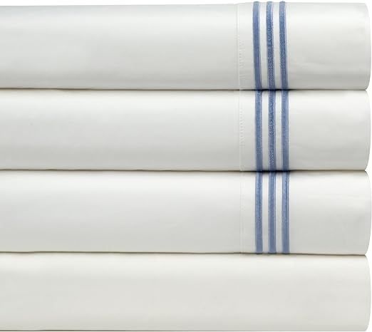 Celeste Home 300 Thread Count 100-Percent Egyptian Cotton 3 Lines Embroidery Sheet Set, King, Blu... | Amazon (US)