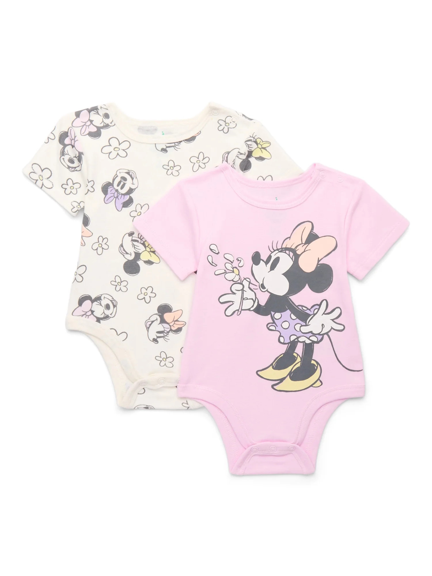 Disney Minnie Mouse Baby Girl Bodysuits, 2-Pack, Sizes 0/3 Months-24 Months | Walmart (US)