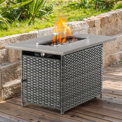 Buenhomino 41 Inch Fire Pit Table, 50,000 BTU Outdoor Propane Fire Table, Outdoor Propane Fire Pit with Lid and Lava Rock for Garden, Yard, Pool Use | Target
