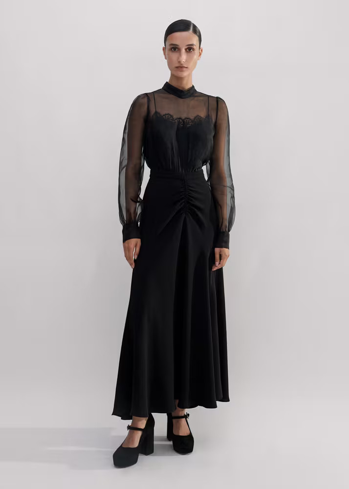 Silk Organza Lace Maxi Dress Crepe + Silk Organza | ME+EM Global (Excluding US)