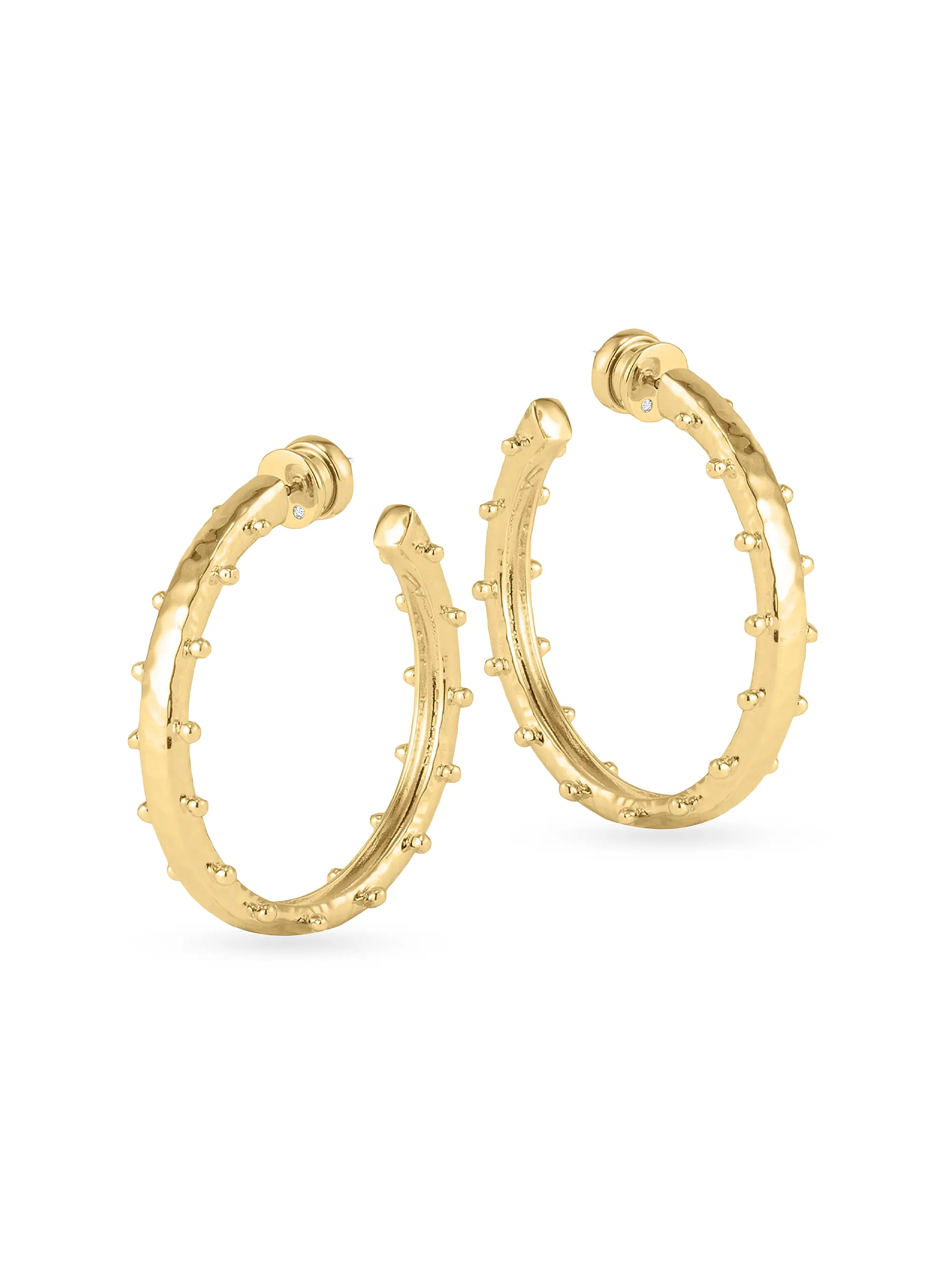 Anabel Aram Milos 18K-Gold-Plated Medium Studded Hoop Earrings | Saks Fifth Avenue | Saks Fifth Avenue