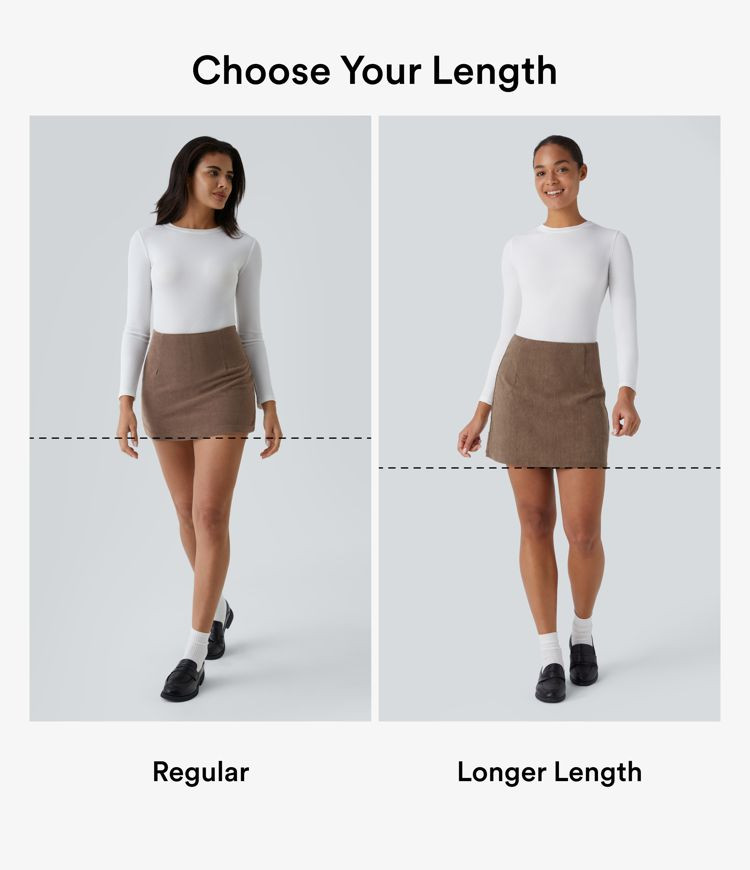 Women’s High Waisted Invisible Zipper 2-in-1 A Line Mini Corduroy Casual Skirt - Halara | HALARA