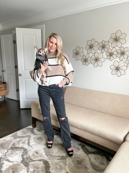Love this neutral striped sweater!

Winter outfit, dog coat, Abercrombie and Fitch jeans, black jeans, Shein 

#LTKfamily #LTKstyletip #LTKSeasonal