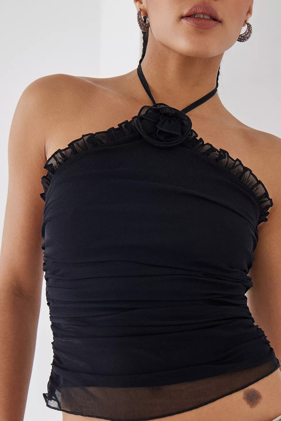 Light Before Dark Rosa Corsage Halterneck Top | Urban Outfitters (EU)