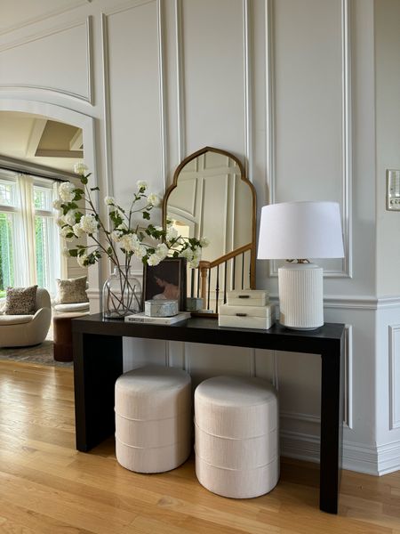 Entryway styling inspo for summer! I love hydrangeas so much and these snowball stems are so realistic looking. 

Entryway styling, console table, console table styling, Wayfair finds, Wayfair, Afloral, McGee & Co., Studio McGee, table lamp, marble box, coffee table book, mirror, ottoman, 

#LTKHome #LTKSaleAlert